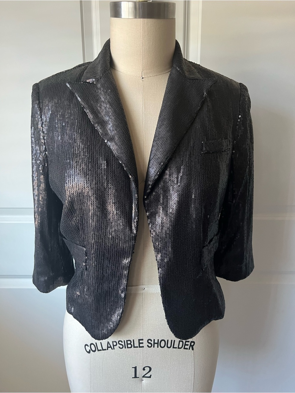 ABS Black Sequin Women's Cropped Blazer
